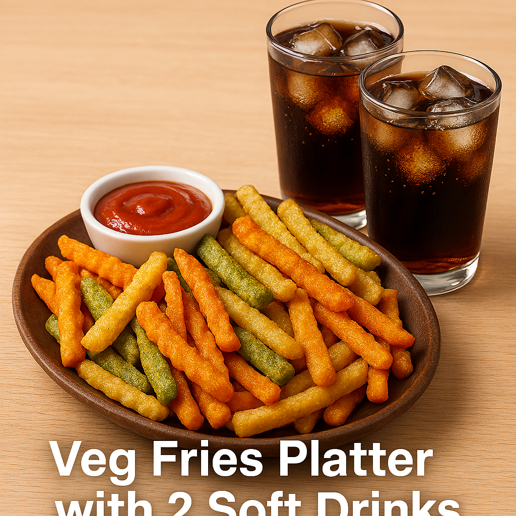 VEG FRIES PLATTER WITH 2 SOFT DRINK
